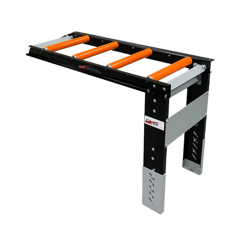 Roller Table Extension - 4' x 22" Kit - 4 rollers - 12” Apart - Orange Urethane Coated Zinc Plated Steel Rollers